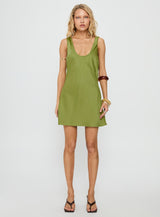 Kalyssia Tie Back Shift Mini Dress Green