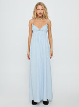 Avelyn Shirred Maxi Dress Blue Stripe