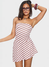 Kagari Dress Diagonal Stripe Pink