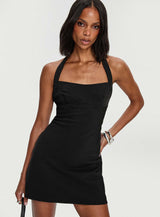 Cabaret Halter Mini Dress Black
