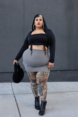 Flame In Your Heart Houndstooth Mini Skirt - Black/Grey