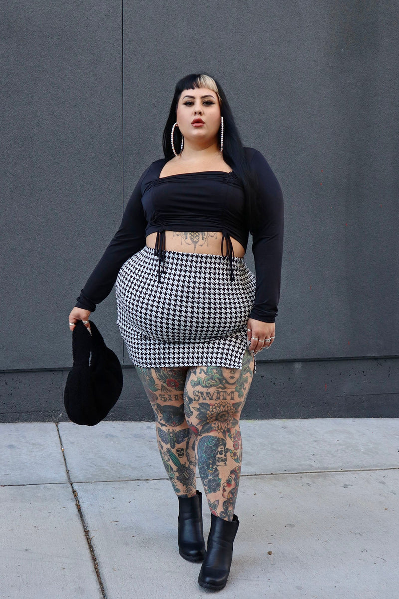 Flame In Your Heart Houndstooth Mini Skirt - Black/Grey