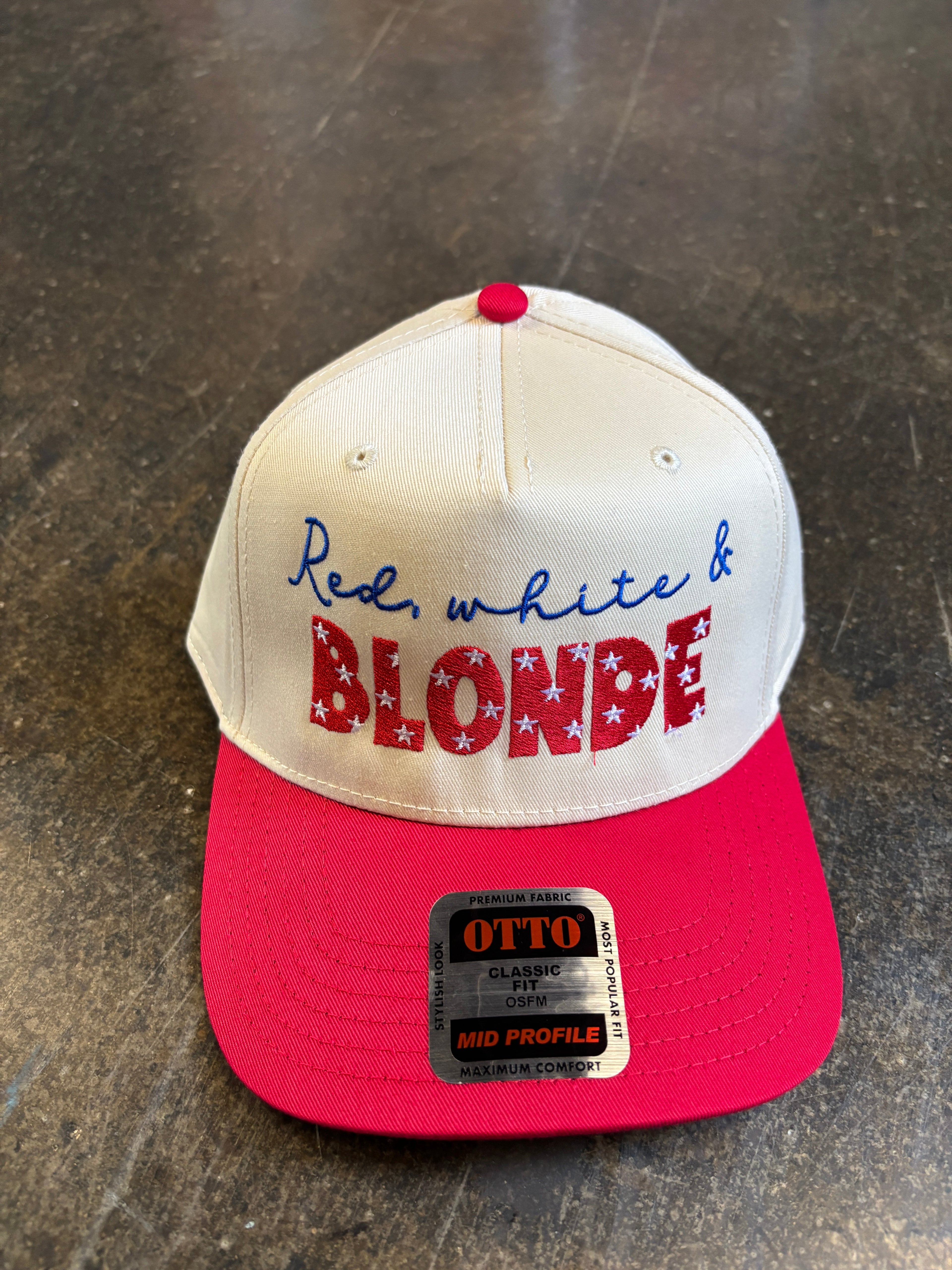 Red White & Blonde Trucker Hat