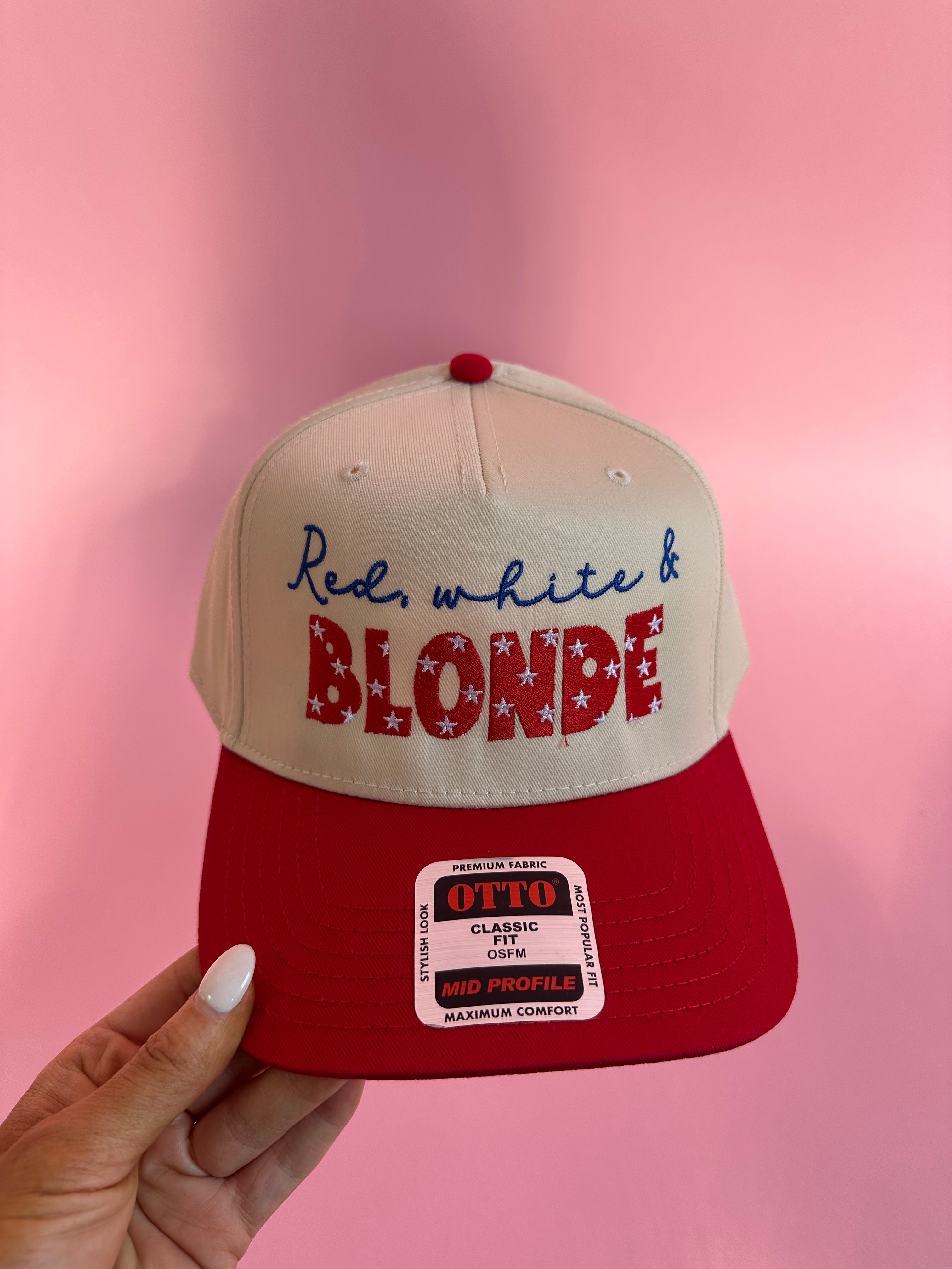 Red White & Blonde Trucker Hat