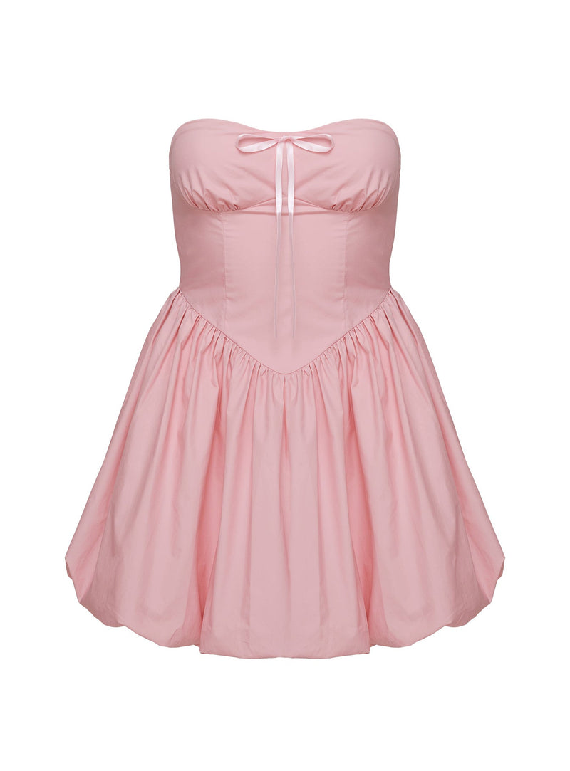 Melaina Bubble Hem Mini Dress Pink
