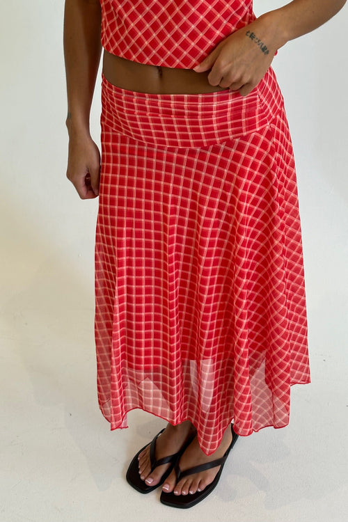 Adeline Midi Skirt Red