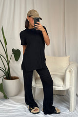 Leighton Ribbed Pant Black