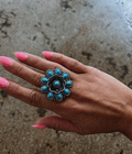 Metal Western Flower Concho Ring