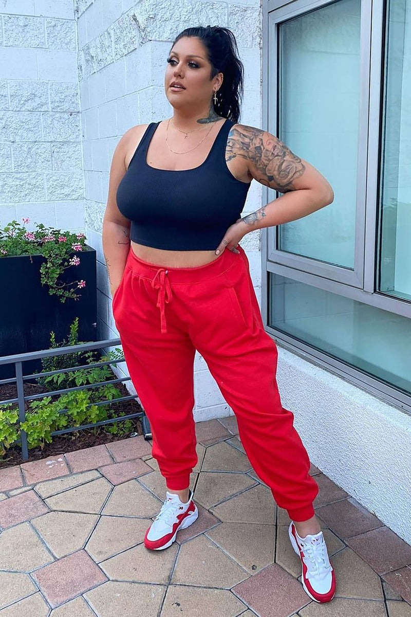 Stole Your Boyfriend's Oversized Jogger - Red