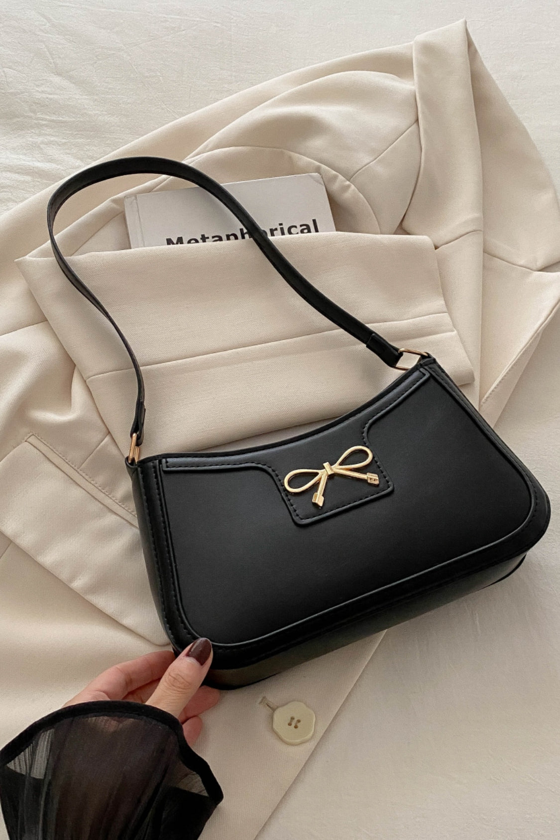 PREORDER: Baylor Bow Leather Shoulder Bag